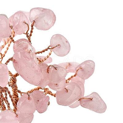 Natural Rose Quartz Chips Tree of Life Decorations DJEW-Q010-01B-1