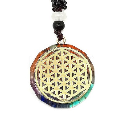 Orgonite Chakra Natural & Synthetic Mixed Stone Pendant Necklaces QQ6308-7-1