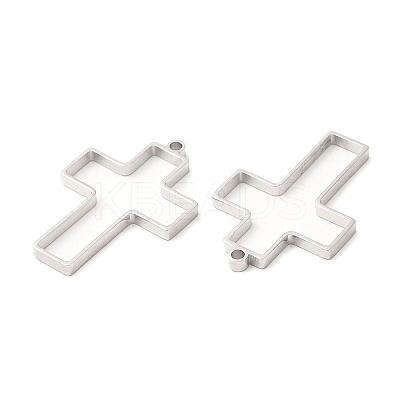 Non-Tarnish 304 Stainless Steel Open Back Bezel Cross Pendants STAS-Z040-08P-1
