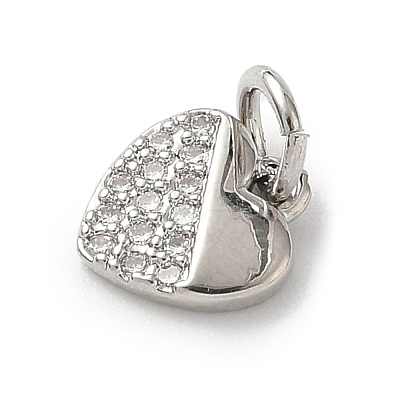 Brass Micro Pave Clear Cubic Zirconia Charms KK-A273-04P-1