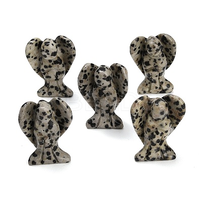 Natural Dalmatian Jasper Gemstone Carved Angle Figurines GG-CBA8396-A02-1