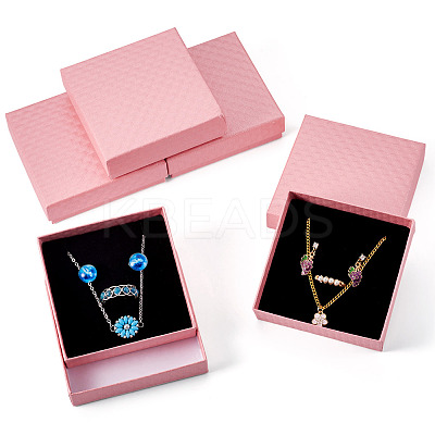 5Pcs Rhombus Textured Cardboard Jewelry Packing Boxes with Sponge Inside CBOX-TA0001-18D-1