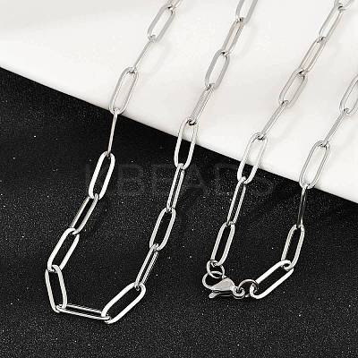 304 Stainless Steel Paperclip Chain Necklaces NJEW-H072-01P-1