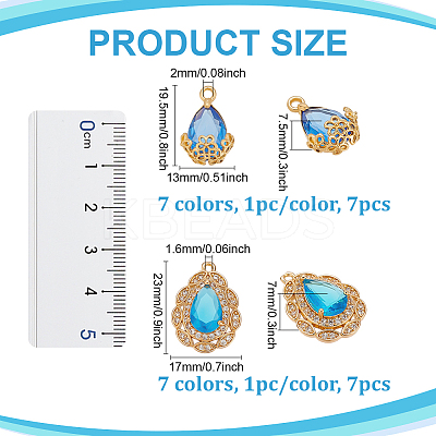 14Pcs 14 Styles Brass Micro Pave Clear Cubic Zirconia Pendants KK-ME0003-30-1