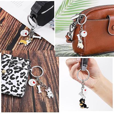WEWAYSMILE 2 pcs Dog Keychain Car Keychain Pet Pendant Key-Ring Lovely Dog Key-ring Portable Metal Keychain Gift for Pet Lover Birthday Puppy Theme Party Supplies (Brownish Corgi) JX792A-1