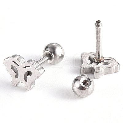 Tarnish Resistant 201 Stainless Steel Barbell Cartilage Earrings EJEW-R147-16-1