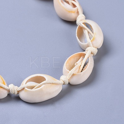Cowrie Shell Beaded Necklaces NJEW-JN02397-01-1