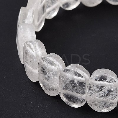 Natural Quartz Crystal Oval Beaded Stretch Bracelet G-E010-01P-1