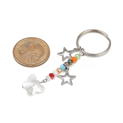 4Pcs Butterfly Glass Pendant Keychain KEYC-JKC01204-1