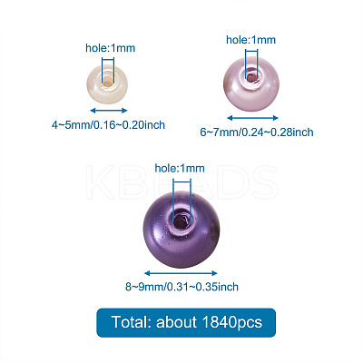 12 Strands 12 Styles Baking Paint Pearlized Glass Pearl Round Bead Strands HY-CW0001-03B-1