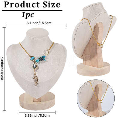 Bust Shaped Beech Covered with Velvet Necklace Display Stands NDIS-WH20010-02A-1