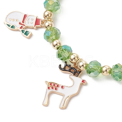 Christmas Alloy Enamel Charm Bracelets BJEW-JB12077-01-1