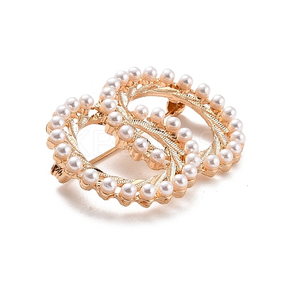 Double Rings Interlocking Circles Imitation Pearl Brooch LS-JEWB-P010-01-1