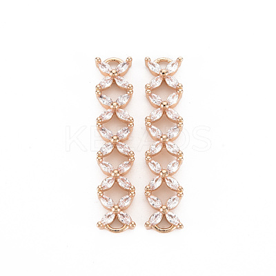 Rack Plating Brass Micro Pave Clear Cubic Zirconia Links Connectors KK-T060-36-RS-1