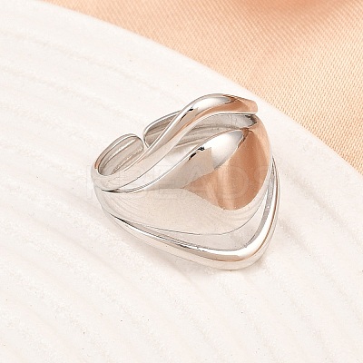 US Size 7 304 Stainless Steel Cuff Rings LS-RJEW-D336-04P-1