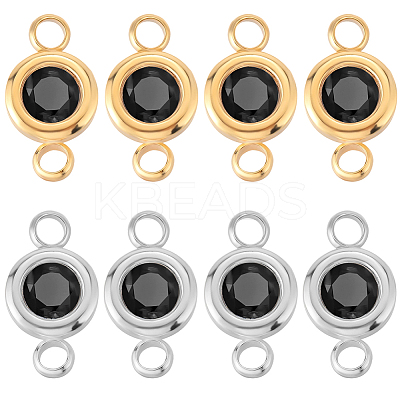 20Pcs 2 Colors 304 Stainless Steel Jet Rhinestone Links/Connectors STAS-BBC0009-18-1