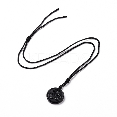 Natural Gemstone Triskele/Triskelion Pendant Necklace with Nylon Cord for Women NJEW-E091-01-1
