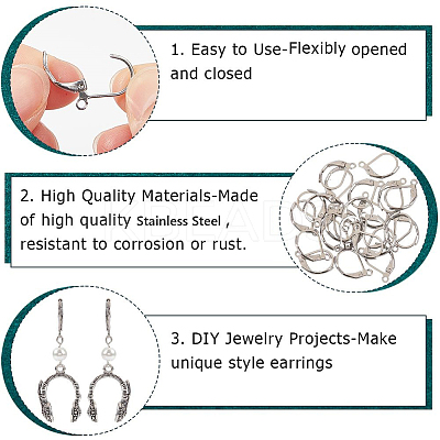 80Pcs 304 Stainless Steel Leverback Earring Findings STAS-SP0001-12-1