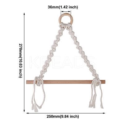 3Pcs 3 Styles Handmade Cotton with Polyester Rope Woven and Wooden Toilet Paper Holder HJEW-CF0001-10-1
