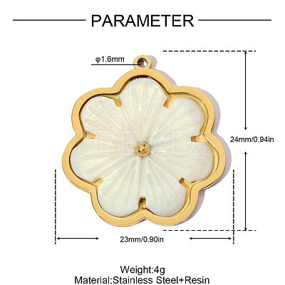 304 Stainless Steel with Resin Pendants RE-OY001-03G-1