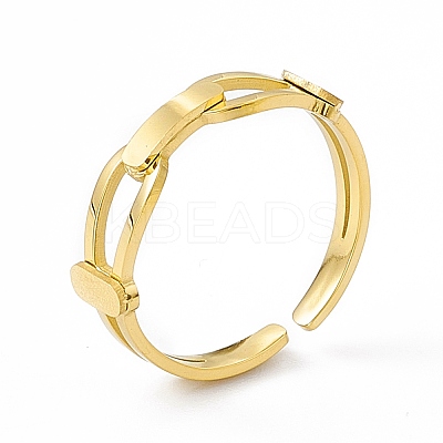 Ion Plating(IP) 304 Stainless Steel Cuff Ring for Women RJEW-C060-40G-1