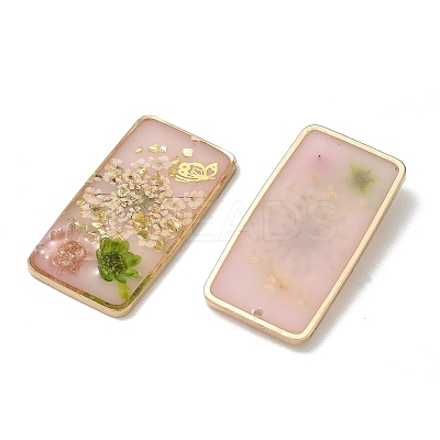Plating Brass & Transparent Epoxy Resin & Dried Flower Pendants RE-CBAA153-04A-1