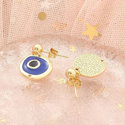 Real 18K Gold Plated Brass Enamel Dangle Stud Earrings Findings KK-B124-09G-02-1
