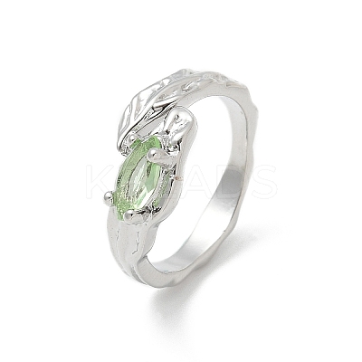 Horse Eye Glass Cubic Zirconia Cuff Rings RJEW-G337-17P-1