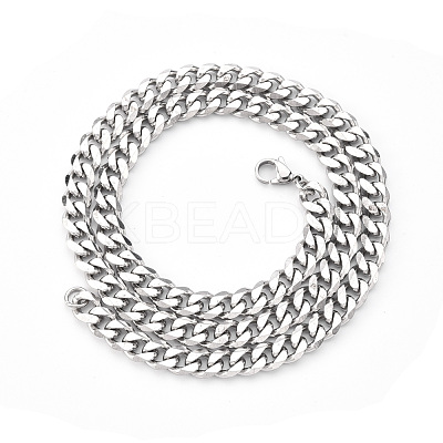 Non-Tarnish Men's 201 Stainless Steel Cuban Chain Necklace NJEW-R257-001E-P-1