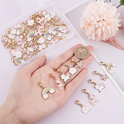 50Pcs Alloy Enamel Pendant Decorations HJEW-SC0001-24-1
