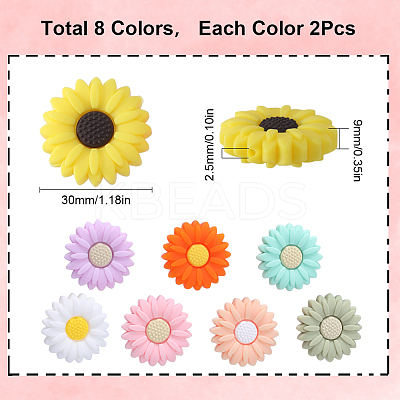 16Pcs 8 Colors Food Grade Eco-Friendly Silicone Focal Beads SIL-SC0001-60-1