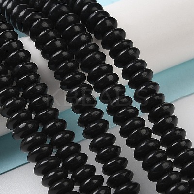 Natural Black Stone Beads Strands G-Z030-A21-01-1