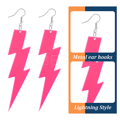 6 Pairs 6 Colors Acrylic Lightning Dangle Earrings EJEW-AN0001-58-1