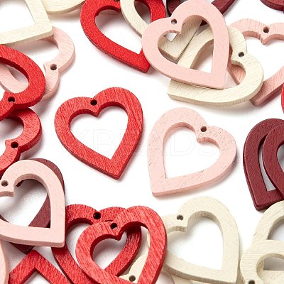 80Pcs 4 Colors Painted Poplar Wood Pendants WOOD-LS0001-12-1