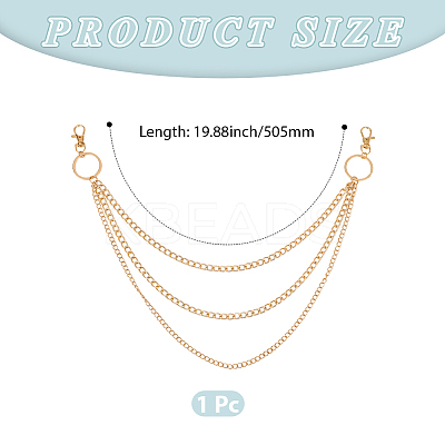 1Pc Alloy Twisted Chain 3 Layered Chain Belts for Women Men AJEW-CY0002-25G-1