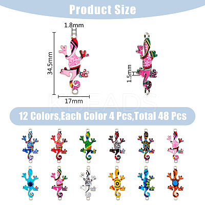 48Pcs 12 Colors UV Printed Alloy Connector Charms FIND-HY0003-03-1