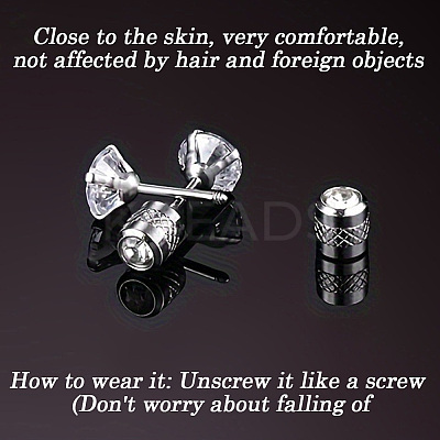 20Pcs 2 Colors 304 Stainless Steel Micro Pave Clear Cubic Zirconia Ear Nuts EJEW-BBC0001-68-1