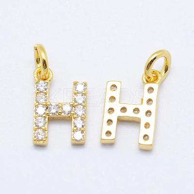 Brass Micro Pave Grade AAA Cubic Zirconia Charms ZIRC-P067-11G-H-NR-1