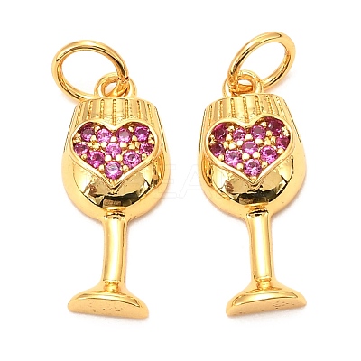 Brass Micro Pave Fuchsia Cubic Zirconia Pendants LS-ZIRC-P086-10G-1