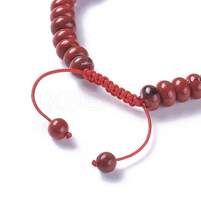 Adjustable Natural Red Jasper Braided Bead Bracelets BJEW-F369-A07-1