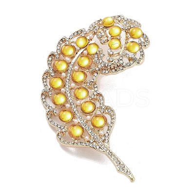 Leaf Alloy Pave Acrylic Rhinestone Brooch LS-JEWB-C029-17B-1