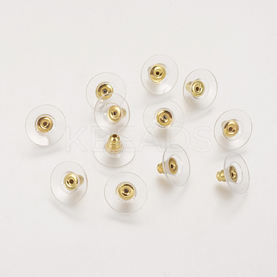 Brass Bullet Clutch Bullet Clutch Earring Backs with Pad KK-E446-14G-1