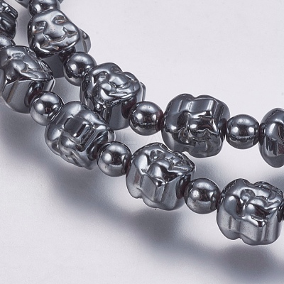 Non-magnetic Synthetic Hematite Mala Beads Necklaces NJEW-K096-10C-1