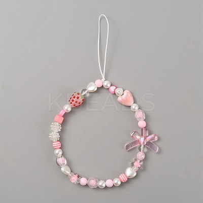 Resin Beaded Mobile Phone Lanyard Wrist Strap HJEW-WH0068-10-1