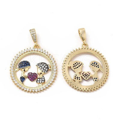 Brass Micro Pave Cubic Zirconia Pendants KK-H441-29G-1