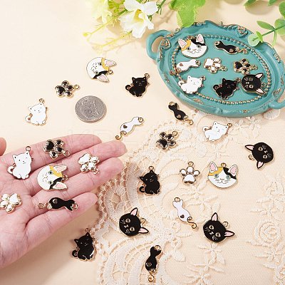 32Pcs 8 Styles Alloy Enamel Pendants ENAM-TA0004-17-1