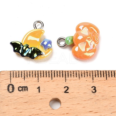 Halloween Electroplate Opaque Resin Pendants RESI-H040-02A-P-1