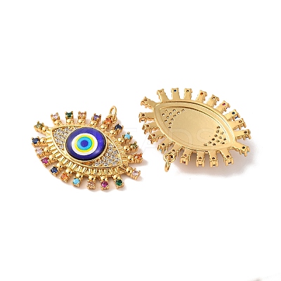Rack Plating Brass Micro Pave Cubic Zirconia Pendants KK-H486-24G-04-1