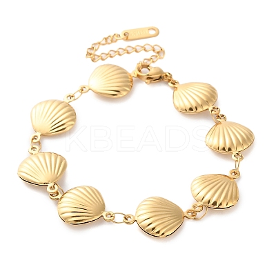 304 Stainless Steel Shell Link Chain Bracelets for Women BJEW-Z076-02G-1
