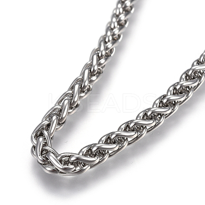 Non-Tarnish 304 Stainless Steel Wheat Chain Necklaces NJEW-F242-14P-B-1